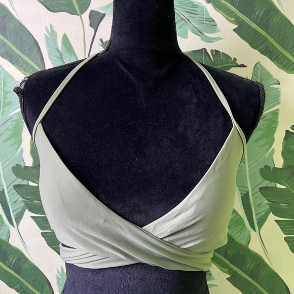 Aerie Wrap Halter Bikini Top Sage Green Size S - Picture 5 of 10